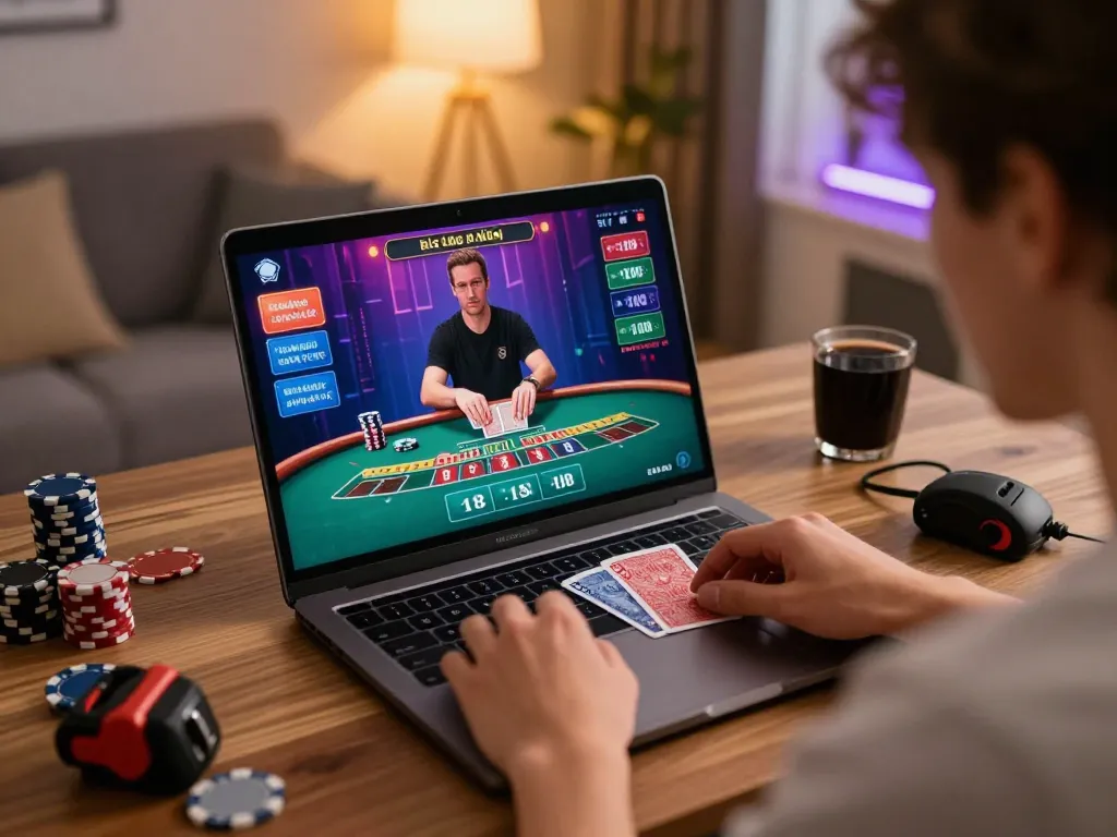Engaging gameplay on ligalgo app showcased in a cozy home setting with interactive blackjack features