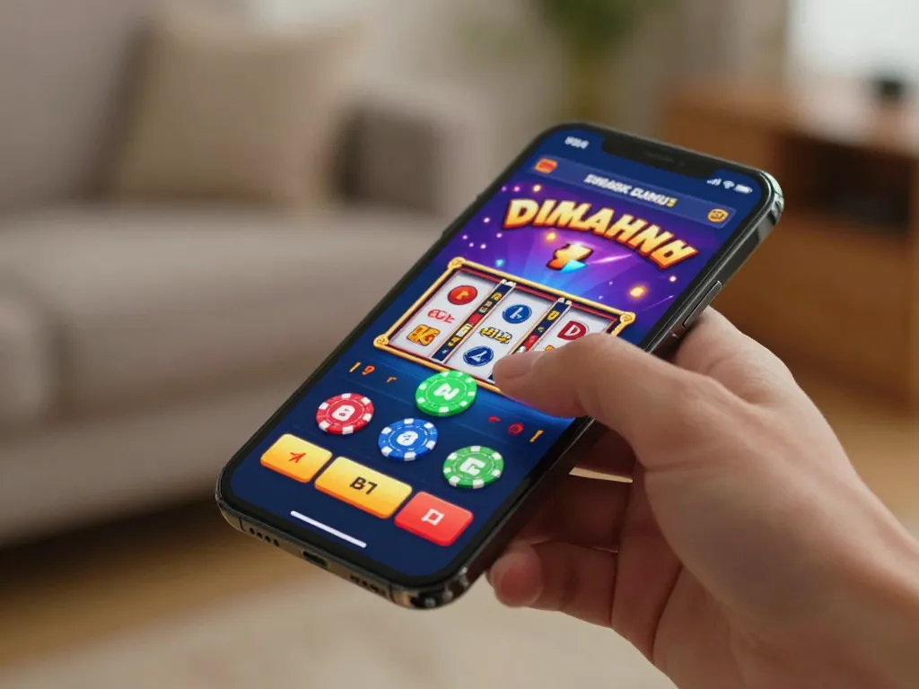 Engaging moment of mobile gambling on mantra88 app, with dynamic gaming action displayed on smartphone screen
