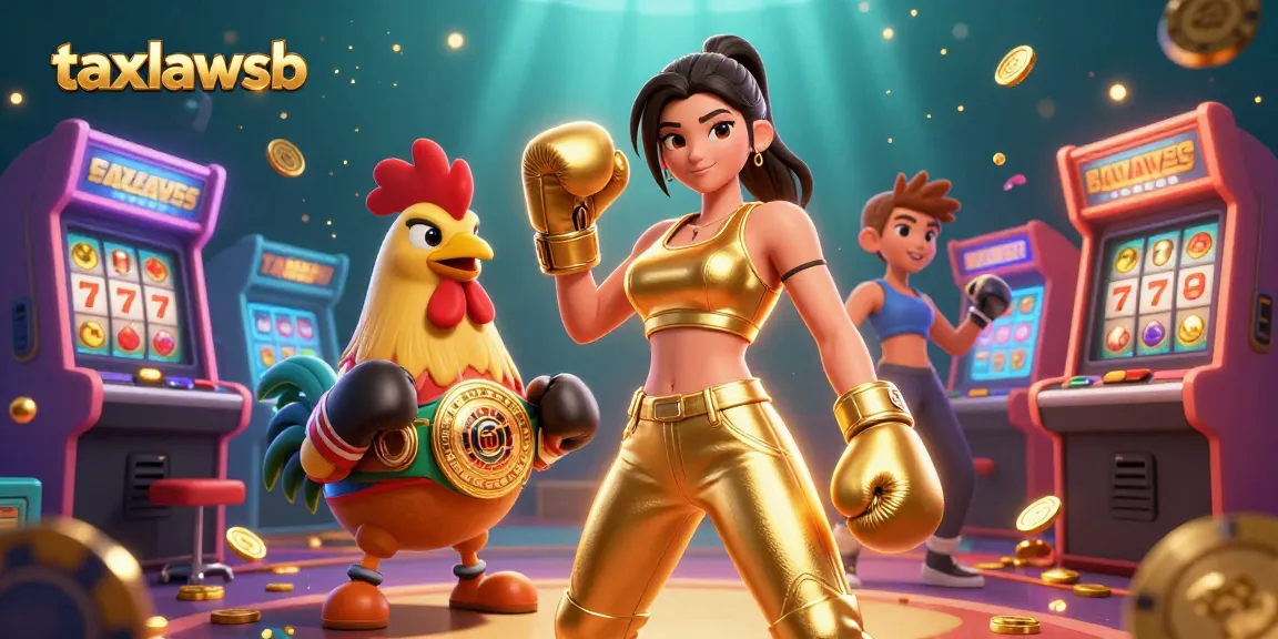 Experience thrilling gameplay with taxlawsb in a vibrant casino illustration featuring slot symbols and action.
