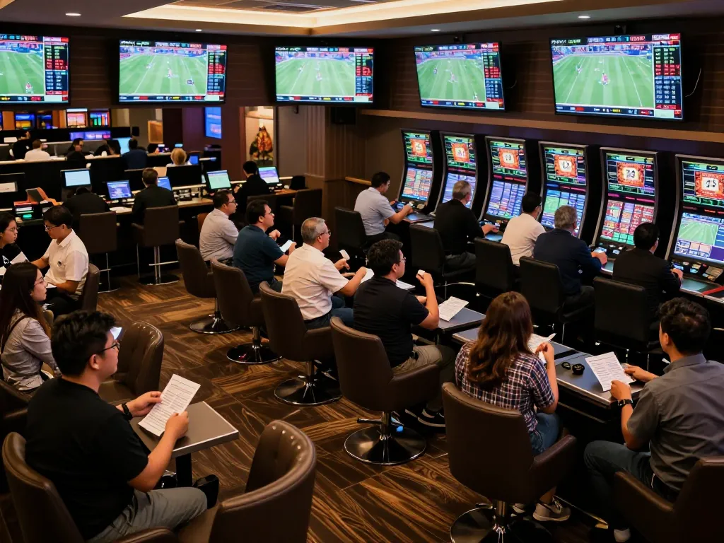 Betting excitement with kèo nhà cái as patrons engage with live sports events and odds in a vibrant sportsbook.