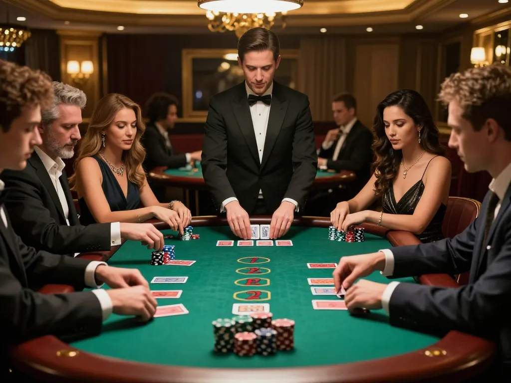 Pemain menerapkan strategi di meja blackjack alexis500, menampilkan pengalaman permainan mewah.