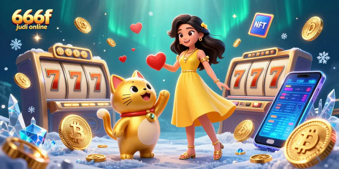 Win big with 666f judi online and fun slots in a vibrant online casino illustration!