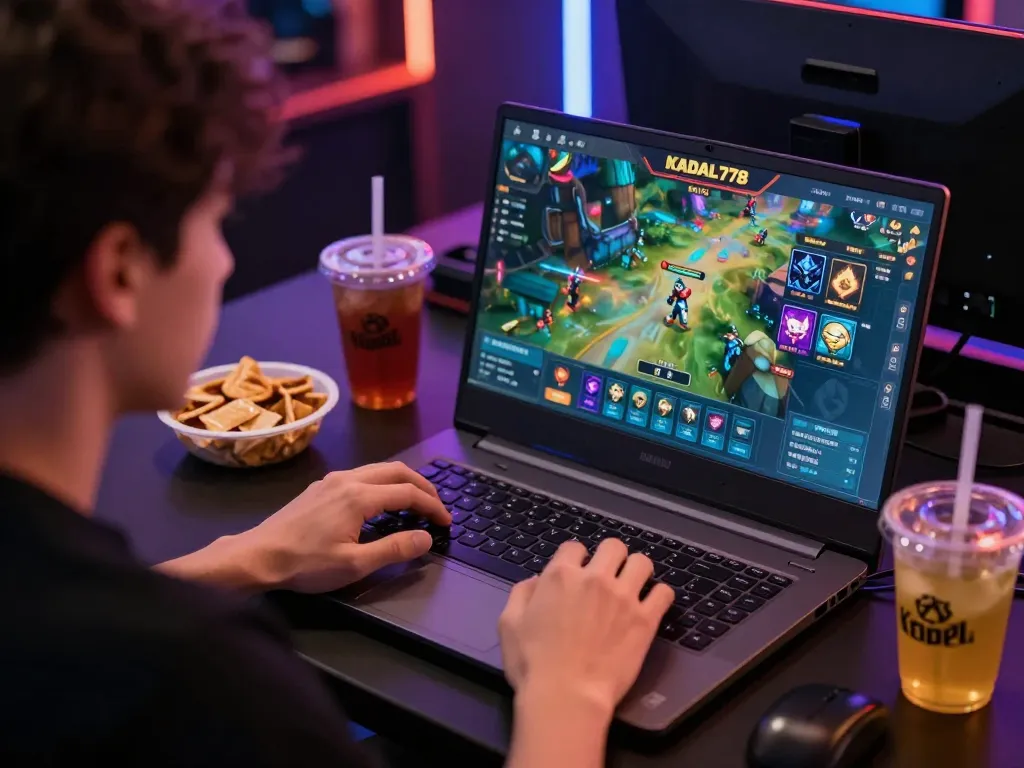 Player engaging with KADAL778 gaming platform during an intense online session, focused and strategic.
