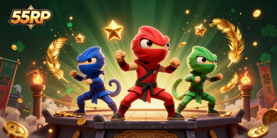 Experience thrilling gameplay with 55RP, where chameleons showcase martial arts amid vibrant casino elements.