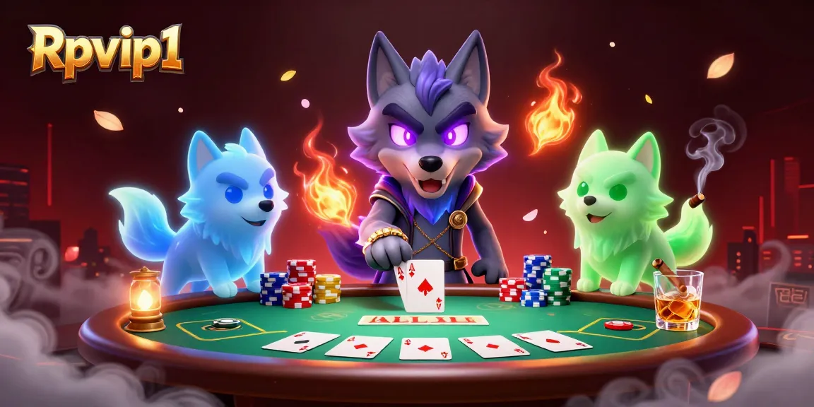 Berpartisipasi dalam permainan mendebarkan di Rpvip1 dengan adegan poker dramatis yang menampilkan serigala mistis.