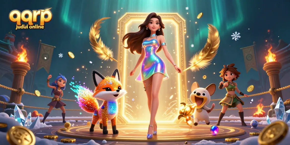 Experience the thrilling action of qqrp judi online in a vibrant 3D casino scene with dynamic characters.