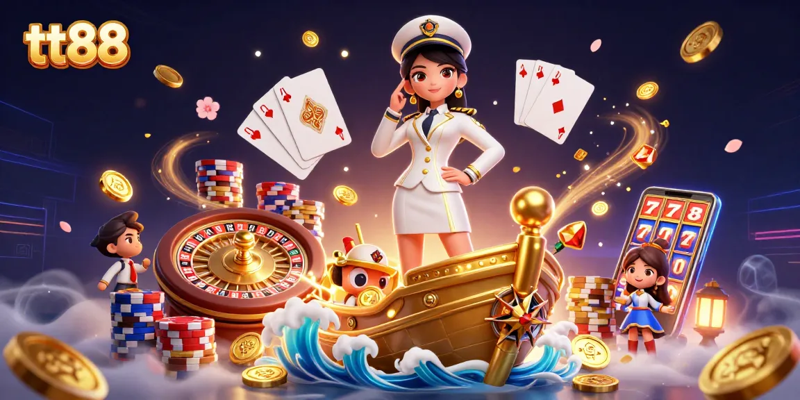 Experience exciting gaming wins with tt88 in this vibrant, action-packed casino illustration.