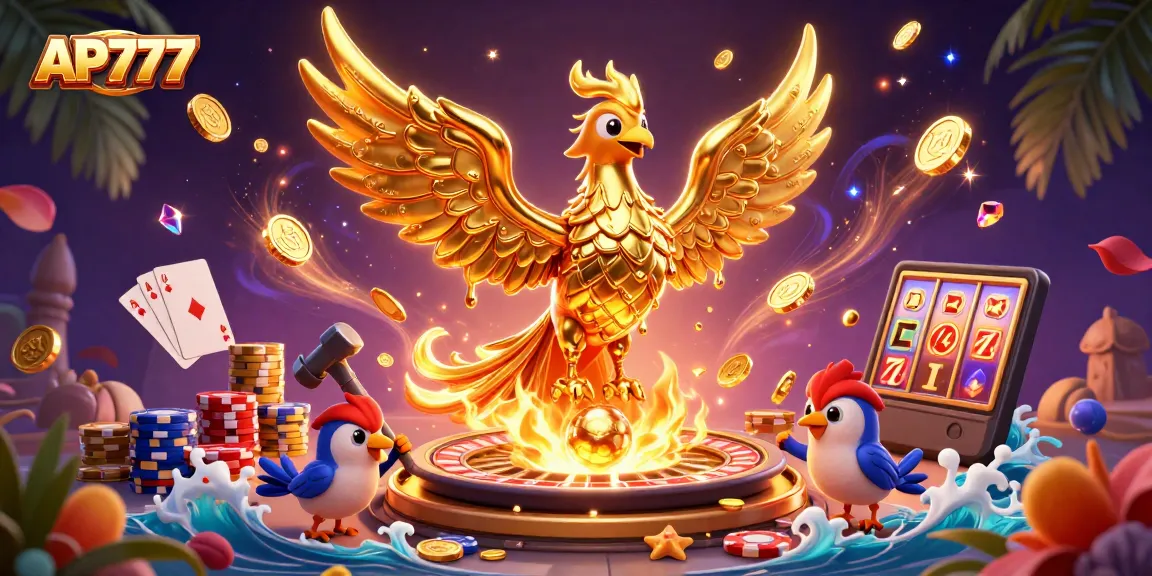 Game with AP777 by winning with the golden phoenix and dynamic casino elements.