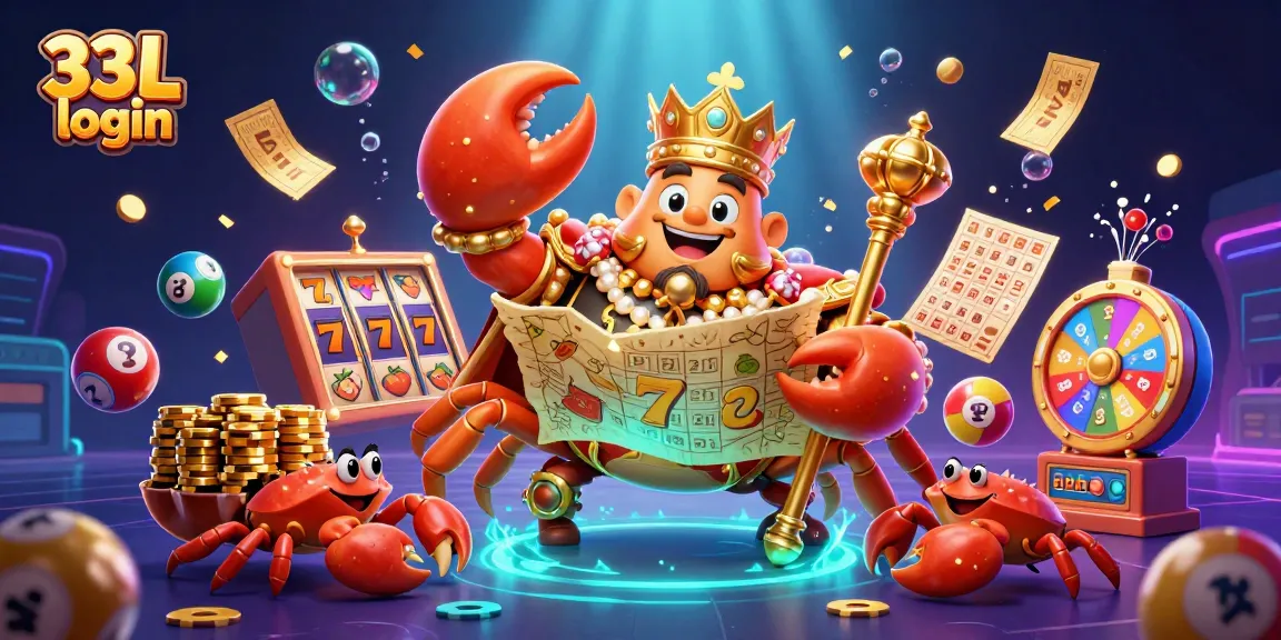 Experience the excitement of 33L login with vibrant slot reels and golden prizes in a dynamic casino scene
