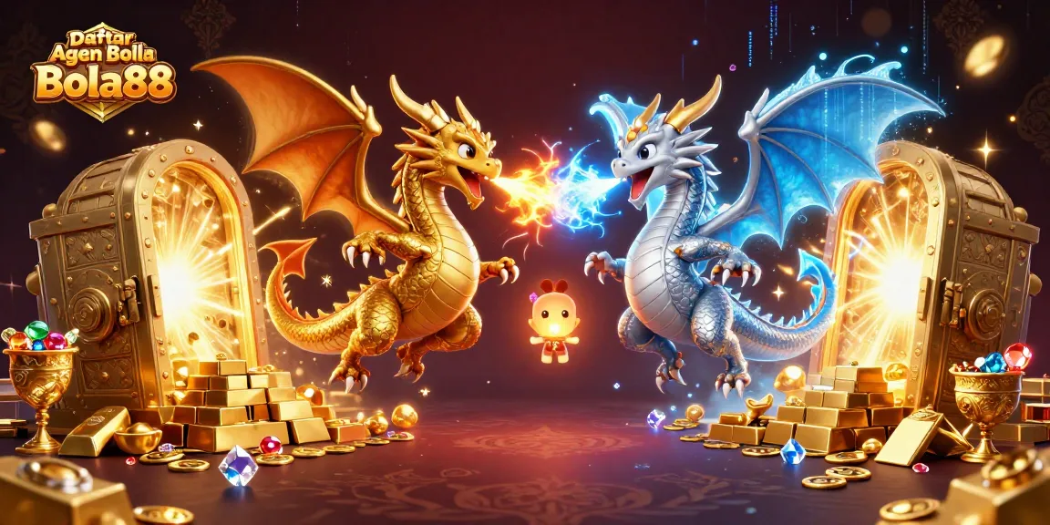 Engage with thrilling action in Daftar Agen Bola Bola88 showcasing dragons and treasure in an epic casino scene.