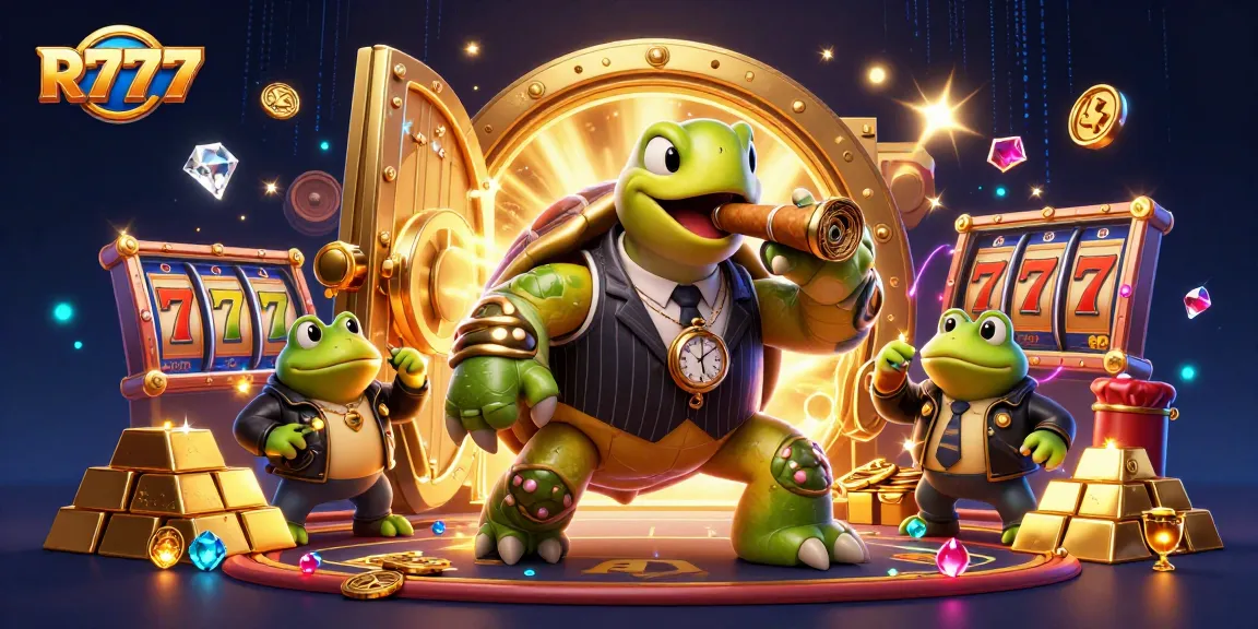 Experience thrilling gaming with R777 at a vibrant casino scene filled with treasures and excitement.