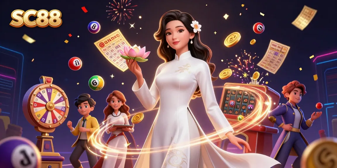 SC88 showcases a captivating gambling scene featuring vibrant elements like lottery balls and prize wheels.