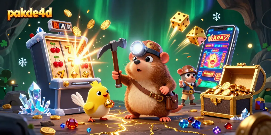 Join pakde4d for thrilling gaming action with a vibrant treasure scene filled with winnings.