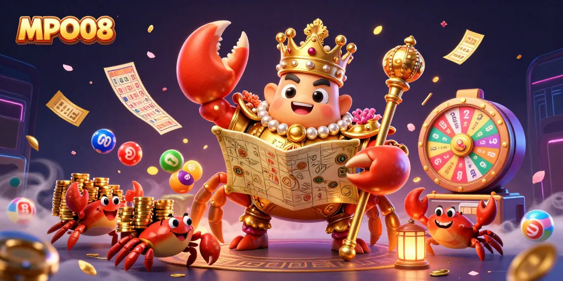 Experience thrills with MPO08 in a vibrant casino-themed illustration featuring a golden crab emperor.