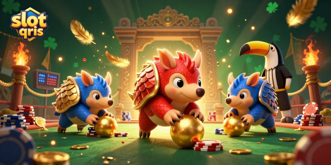 Experience the excitement of slot qris with vibrant pangolins competing in an energetic casino setting.