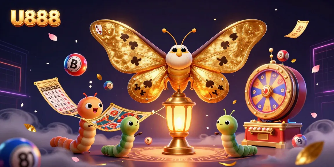 Experience U888's thrilling gameplay with a vibrant 3D illustration showcasing dynamic casino elements and enchanting characters.