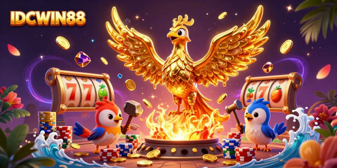 Experience the excitement of IDCWIN88 as the golden phoenix unleashes jackpots with dynamic slot machines and rich casino elements.