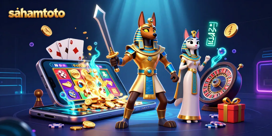 Gambarkan aksi sahamtoto dengan pahlawan Anubis dan Bastet dalam suasana kasino yang menggiurkan.