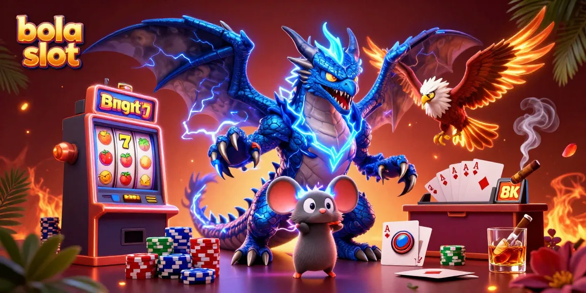 Engage with the thrilling bola slot experience featuring vibrant characters and rich visuals in this dynamic casino illustration.