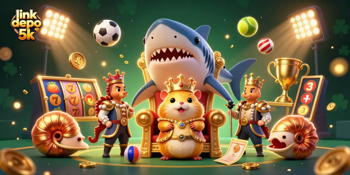 Engage with thrilling gameplay at link depo 5k with stunning 3D visuals showing a hamster king amid casino excitement.