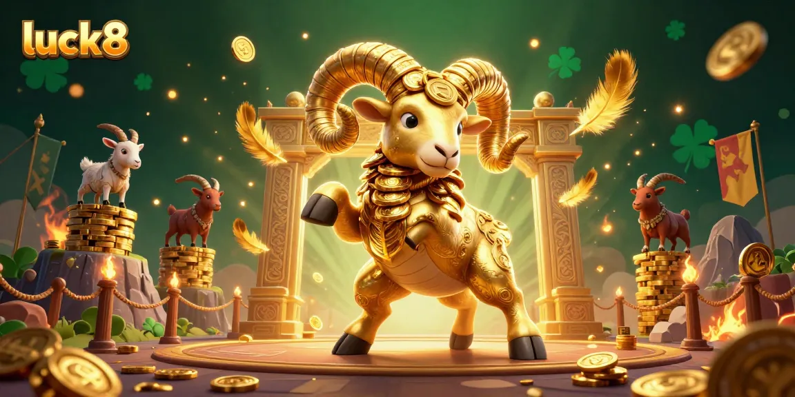 Join the action at luck8 as a golden ram charges through a vibrant casino arena