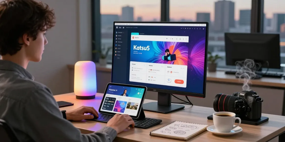 Pengguna Katsu5 menikmati pengalaman interaktif dengan server stabil Katsu5 di ruang kerja modern.