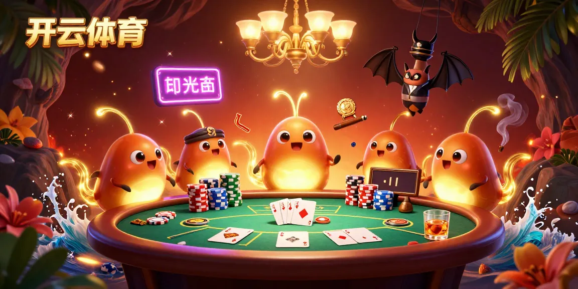Engaging with 开云体育 in a vibrant casino setting full of dynamic poker elements and lively characters.